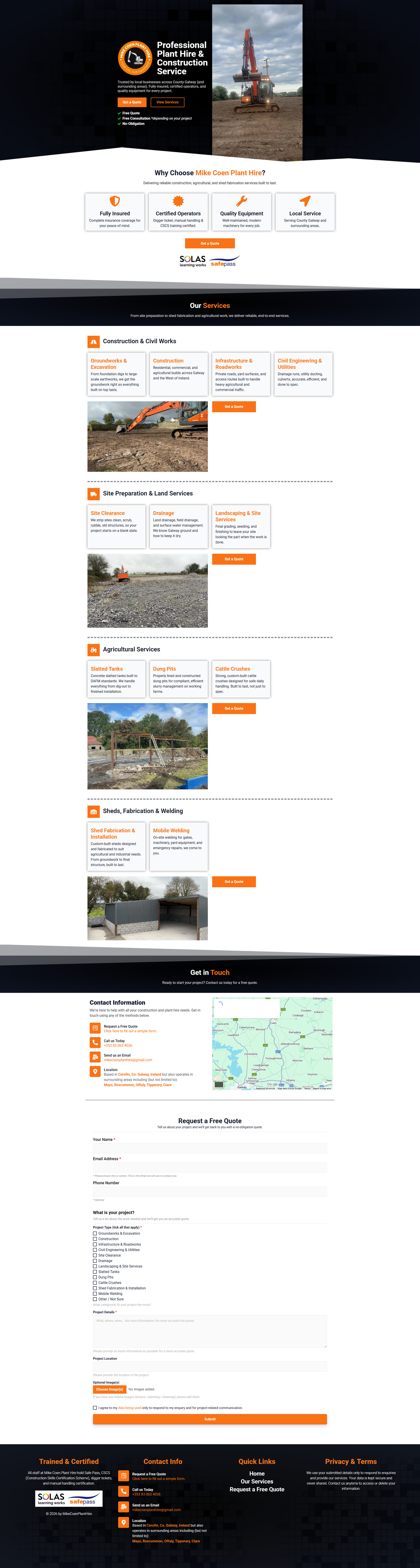 Desktop preview of Mike Coen Plant Hire
